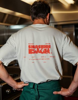 smashhh burger t-shirt mockup design